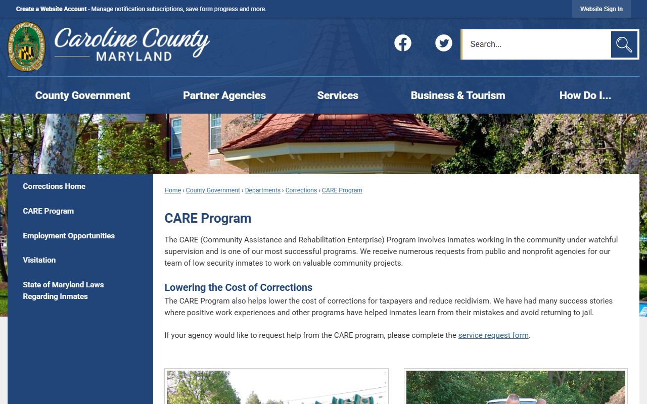 Caroline County Detention Center CARE Program inmate work program